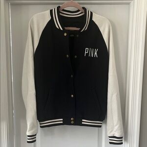 PINK Victoria’s Secret Black and White Varsity Jacket